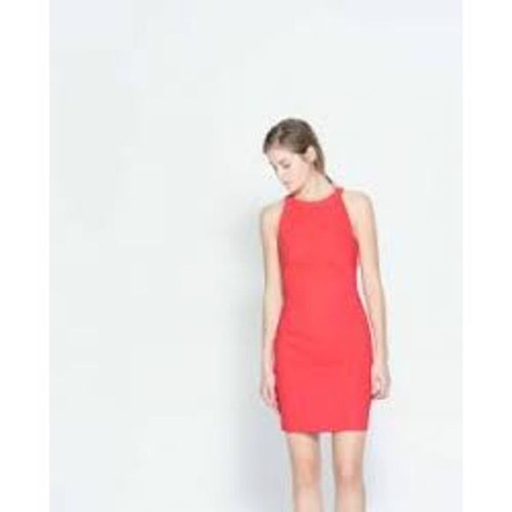 Zara Basic Raspberry High Neck Dress Large - image 1